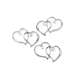 3 double hearts silver