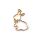 bezel bunny with ribbon gold - design 1