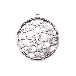 bezel circle with stars antique silver