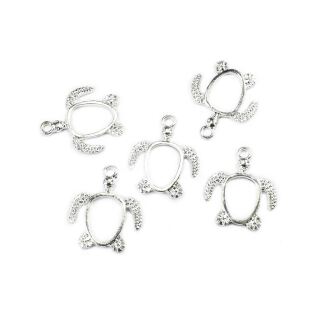 5 small turtle bezels silver