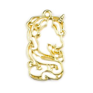 bezel cute unicorn head gold