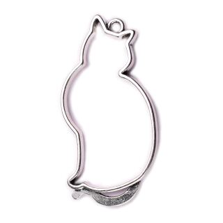 bezel big sitting cat silver