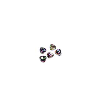 5 small black AB rhinestones heart 8x8mm