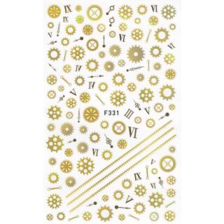 steampunk gears sticker sheet gold