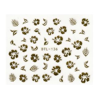 Blumen Stickerbogen gold DTL-136