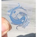 metal sticker yin yang fishes silber