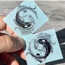 metal sticker yin yang fishes silber