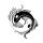 metal sticker yin yang fishes silber