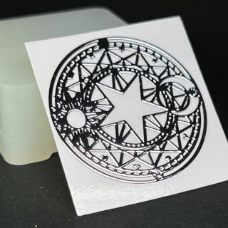 metal sticker mystic symbols silver - design 38 - celestial alignment seal