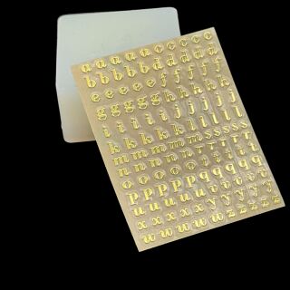 Metallsticker 5mm Buchstaben und Zahlen gold - Kleinbuchstaben