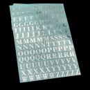 metal sticker 9mm letters and numbers silver -  capital...