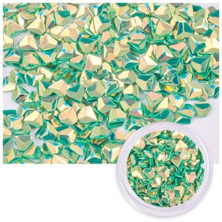 3D diamond sequins iridescent green