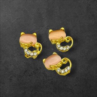 3 kleine Katzen mit Strass gold